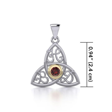 HBD Happy Birthday Monogramming Trinity Knot Silver and Gold Gemstone Pendant MPD5163 - Jewelry